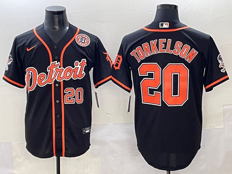 Men 2025 Detroit Tigers 20 Torkelson Black Joint Name Nike MLB Jersey style 2